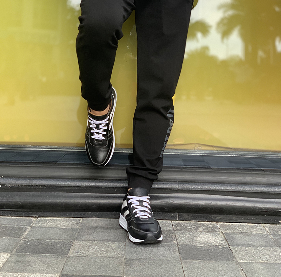 GIÀY CAO NAM SIÊU NHẸ T20 ĐEN TRƠN 7CM