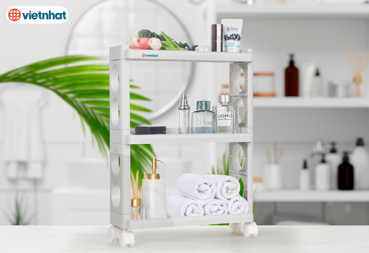 Kệ 3 Tầng Đa Năng Có Bánh Xe Nhựa Việt Nhật - Hàng chính hãng