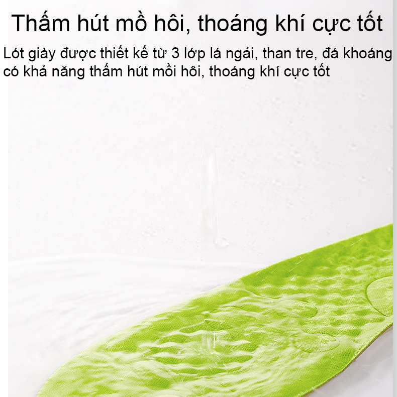 Lót giày thể thao y khoa lá ngải massage bàn chân, thoáng khí, khử mùi, hút ẩm LGTT26