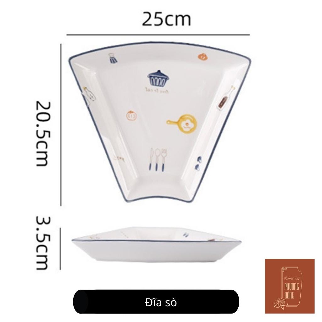 Bộ Bát Đĩa Mặt Trời Gốm Sứ  Cao Cấp Phong Cách Bắc Âu Mã PDS003 Họa Tiết Dễ Thương Hàng Sẵn