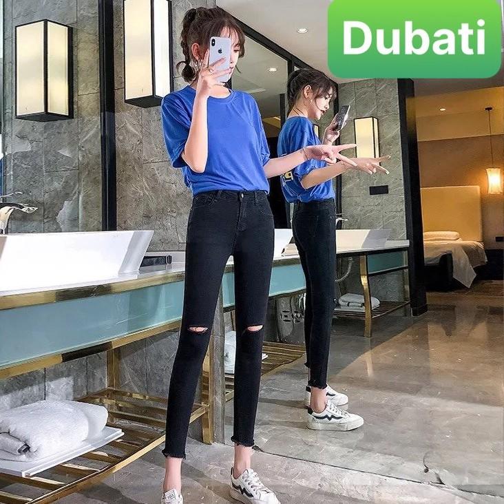 QUẦN JEAN NỮ CHẤT BÒ ĐEN RÁCH GỐI LƯNG CAO NÂNG MÔNG SIÊU SANG NHẬT BẢN - DB 119- DUBATI FASHION