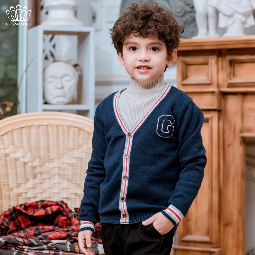 Áo Cardigan Bé Trai Cao Cấp Crown Space CKBL5411806 Chuẩn Soái Ca - Giữ Nhiệt Siêu Nhẹ Siêu Ấm - Size 19kg đến 24kg