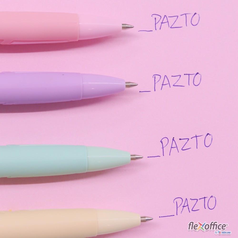 Hộp 5 bút gel bi màu Pastel Thiên Long Flexoffice Pazto FO-GELB039/VN nét 0.6mm - Mực xanh