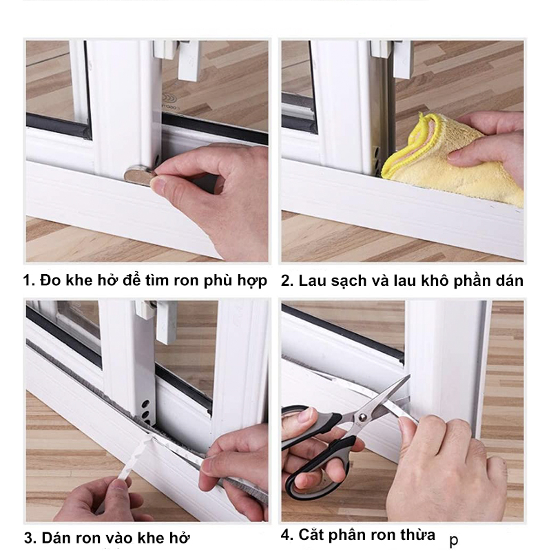 Ron lông nheo, gioăng sợi lông DOORSEAL dán khe hở khung cửa ngăn bụi côn trùng, gió lùa (cuộn 4m)