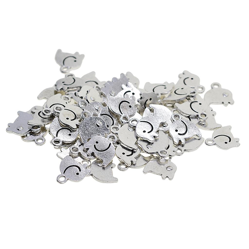 50x Tibetan Silver Cute Baby Elephant Charms Simple Lucky Jewelry DIY Making