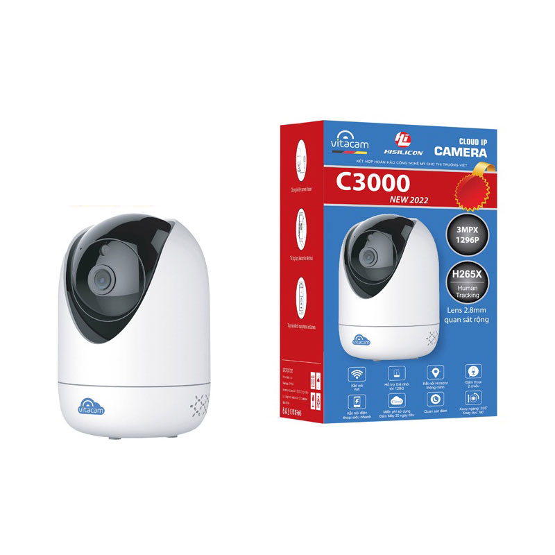 Camera IP Wifi C1290 3.0Mp Ultra HD, Quan Sát Ban Đêm Xoay 360 Độ