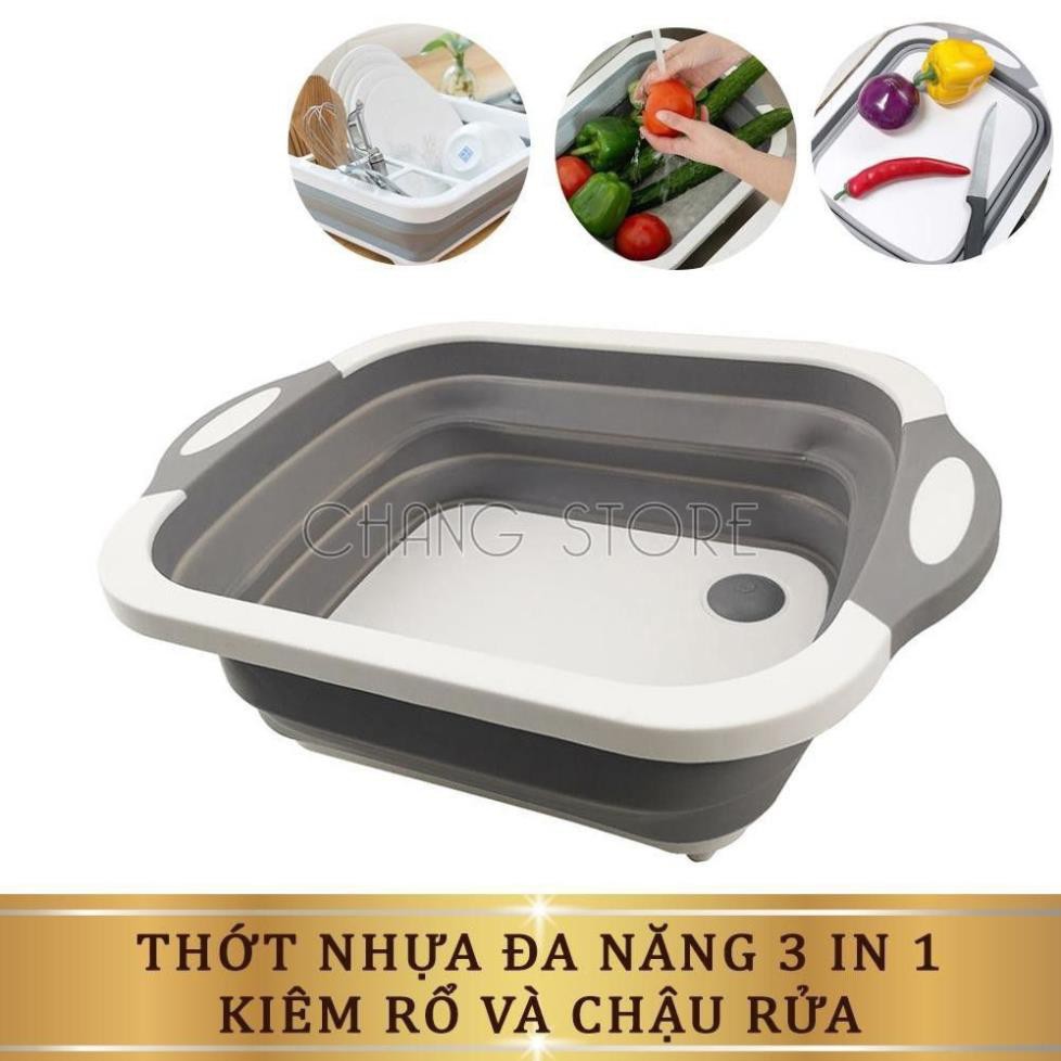 Chậu Nhựa Kiêm Thớt Đa Năng 3 In 1 Kiêm Chậu Rửa, Rổ Đa Năng, Thớt Siêu Tiện Dụng Nhà Bếp