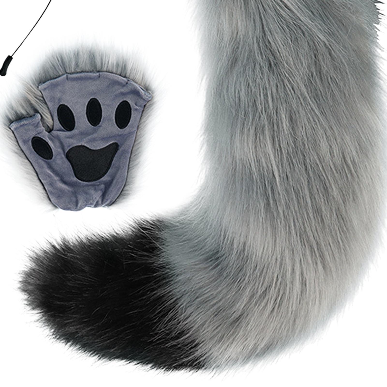 Ears and Tail with Gloves Plush Hair Hoop for Performance Carnival Dance