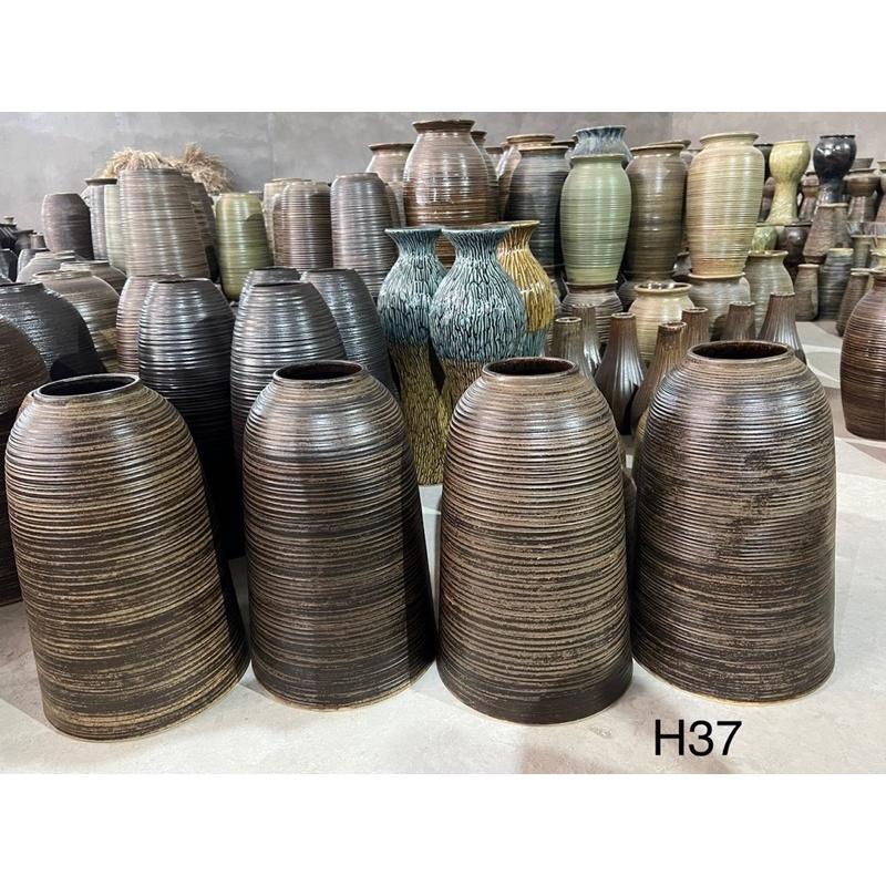 Bình cắm hoa dáng chuông H46cm, men mộc. Gốm sứ Bát Tràng.