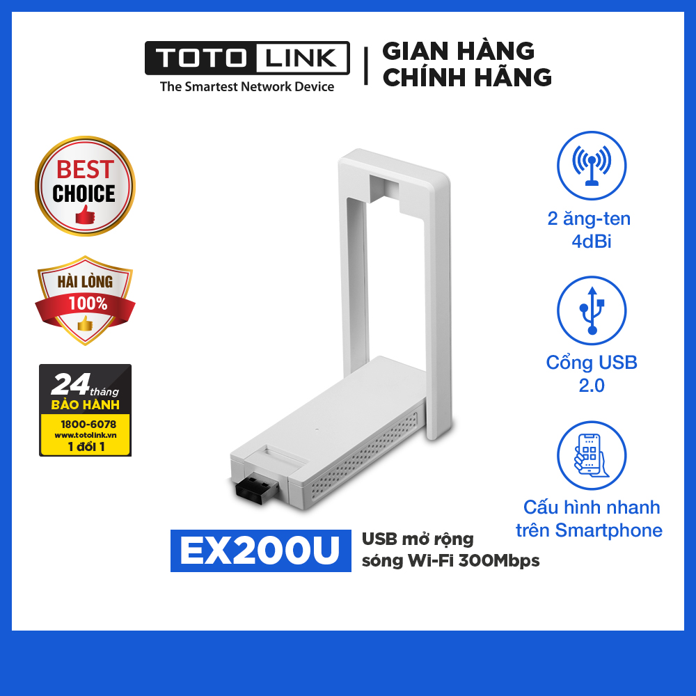 USB Kích Sóng Wifi TOTOLINK EX200U Chuẩn N - Hàng Chính Hãng