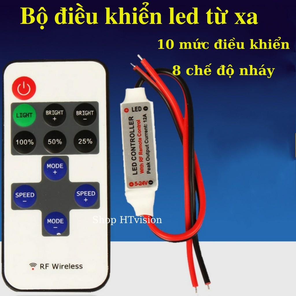 Remote LED Controller 5 - 24V 12A bộ điều khiển lé từ xa sóng RF với hiệu ứng Dimmer, điều chỉnh tốc độ nháy