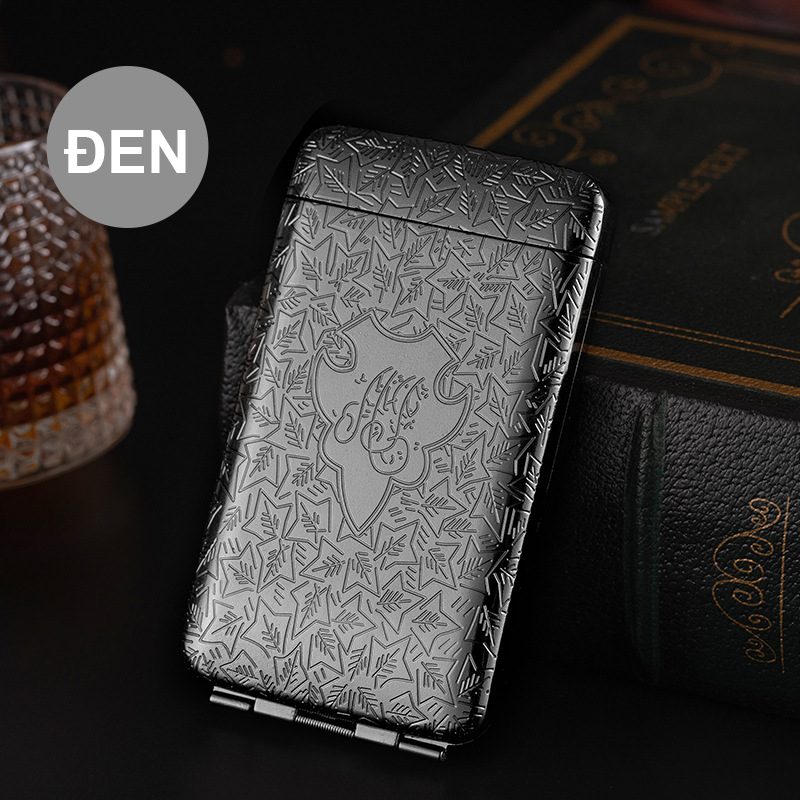 Hộp Đựng Thuốc 20 Điếu Dài Slim Đồng Thau Hoa Văn Cổ