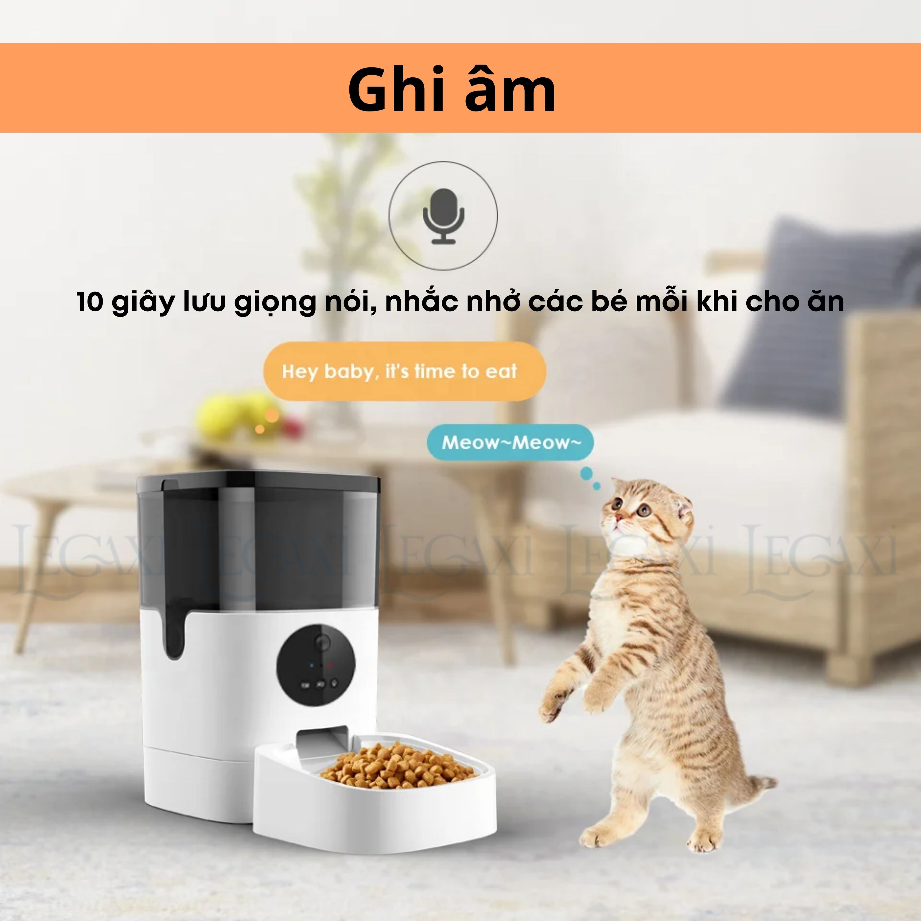 Máy Cho Ăn Tự Động Chó Mèo Pet Thú Cưng Dung Tích 6 Lít Camera Kết Nối Bluetooth App Ghi Âm Dudupet Cat Dog Legaxi