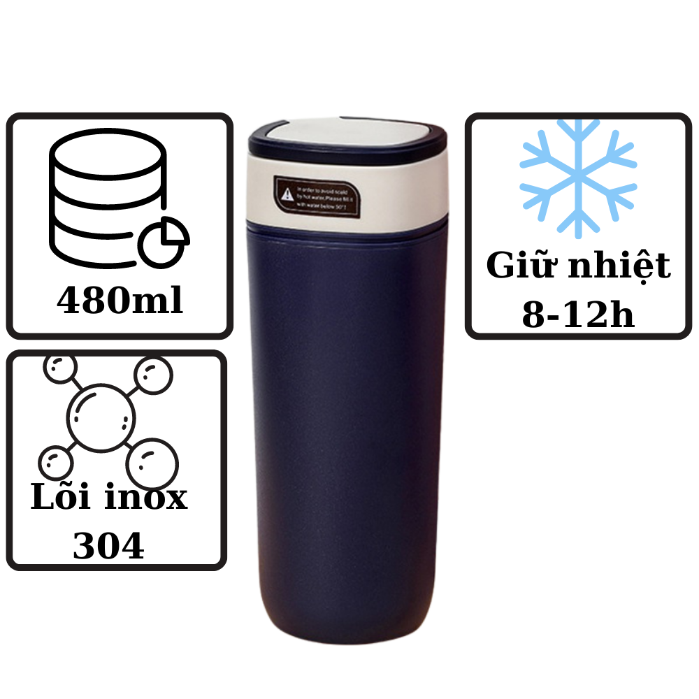 Bình giữ nhiệt lõi inox 304 TiLoKi TGN21 có tay cầm dung tích 480ml - Hàng Chính Hãng