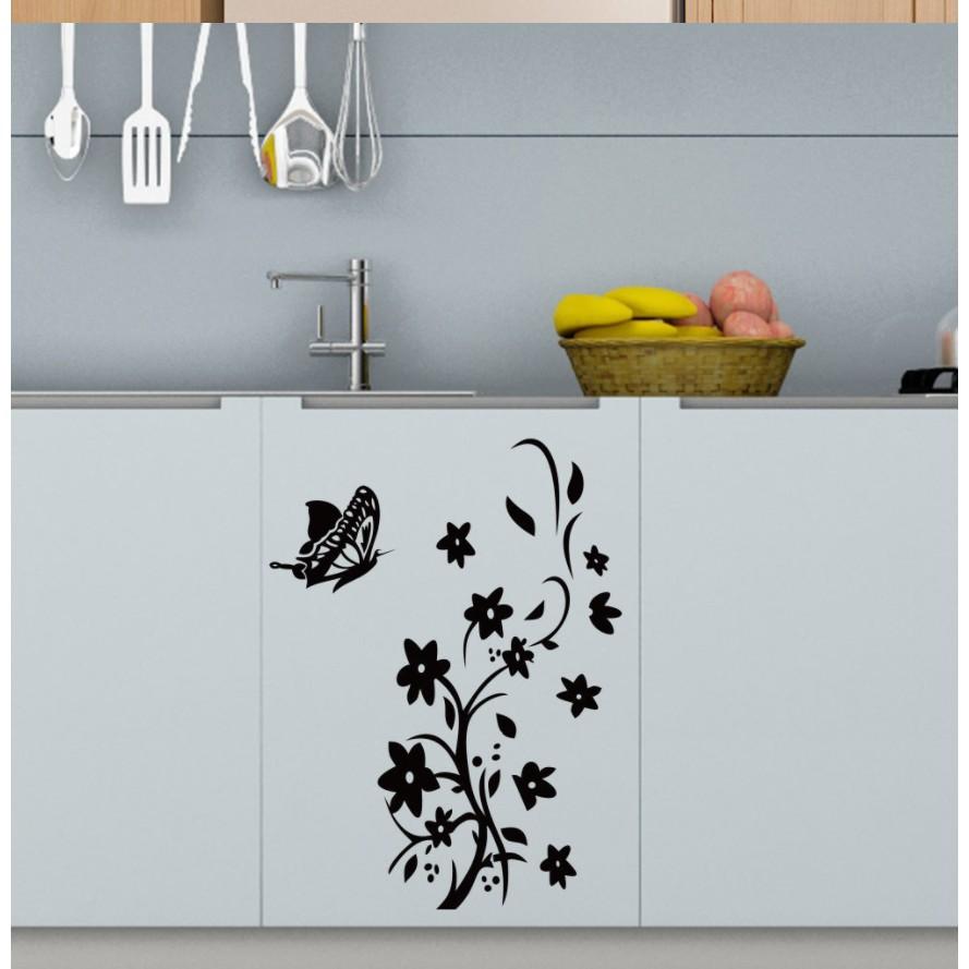 Decal trang trí tường - Hoa Văn Đen tinh tế