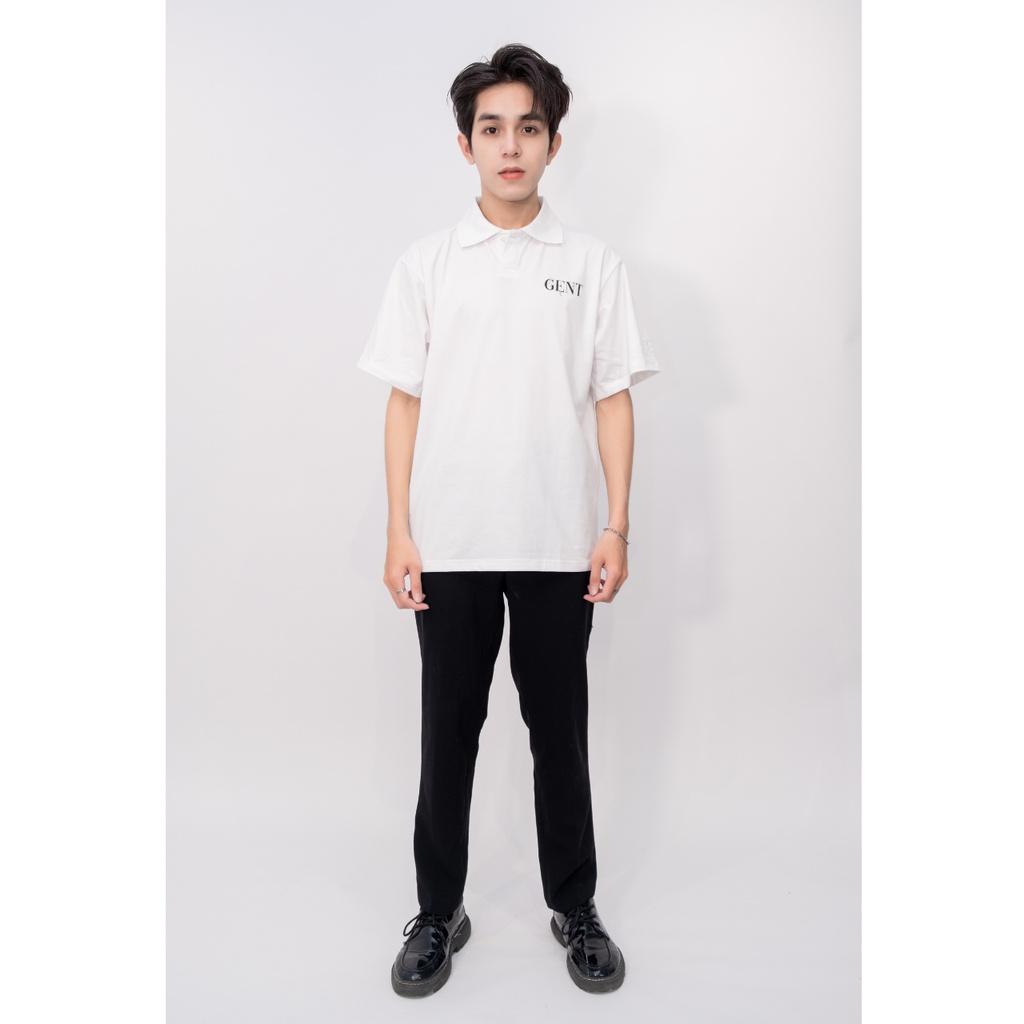 Áo thun Polo Signature Basic unisex nam nữ from rộng, tay lỡ, cổ tròn màu đen, trắng.