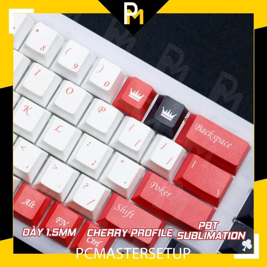 Keycap pbt JQK Poker cherry profile in 5 mặt chuyển nhiệt không bay màu 137 phím