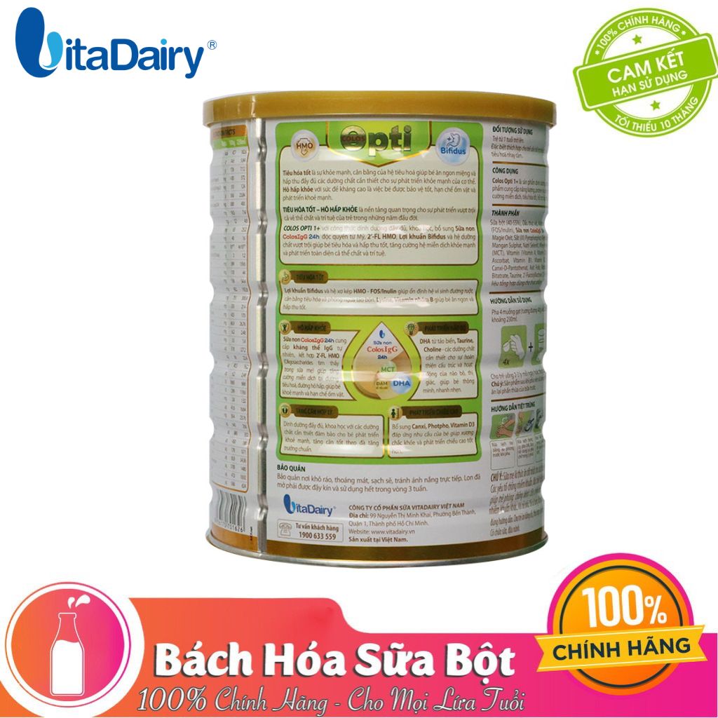 Sữa bột Colos Opti 1+ 800G - Tiêu Hóa Tốt, Hô Hấp Khỏe