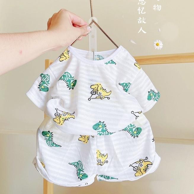 Bộ Cộc Tay Cotton Sợi Tre Loại Mềm Mịn Cho Bé 7-11kg (QATE004)