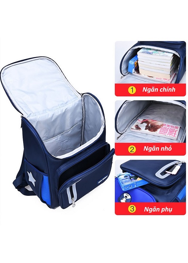 Balo học sinh siêu nhẹ, hình hộp chống gù lưng, cao cấp
