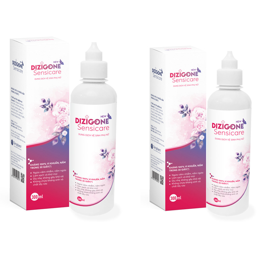 COMBO 2 Dung dịch vệ sịnh phụ nữ DIZIGONE Sensicare 300ml: Hết nấm ngứa, giảm khí hư, khử mùi hôi