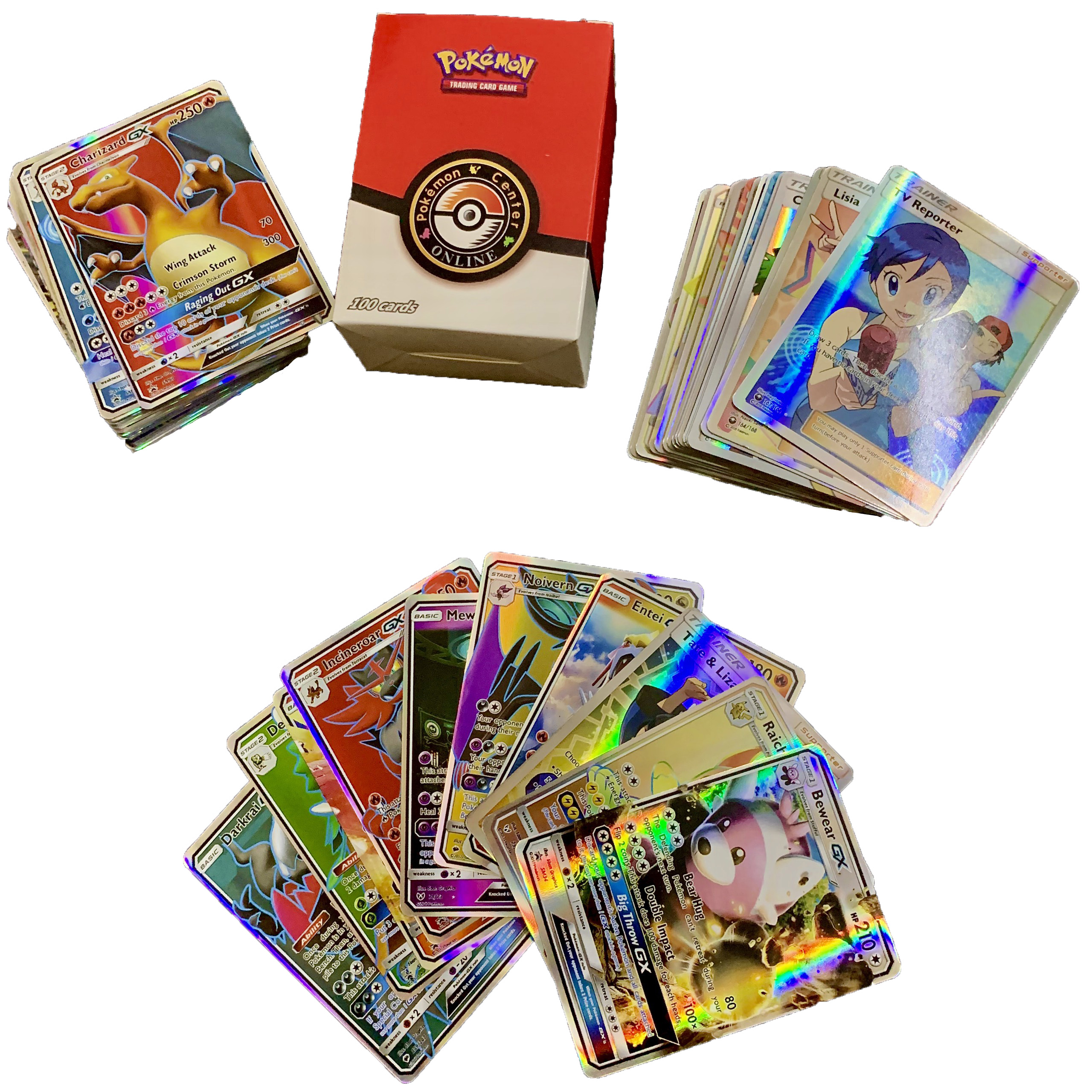 Bộ Thẻ Bài Chơi Pokemon 100 Thẻ (70Gx,20Mega,10Trainer) Chơi Đối Kháng New Đẹp