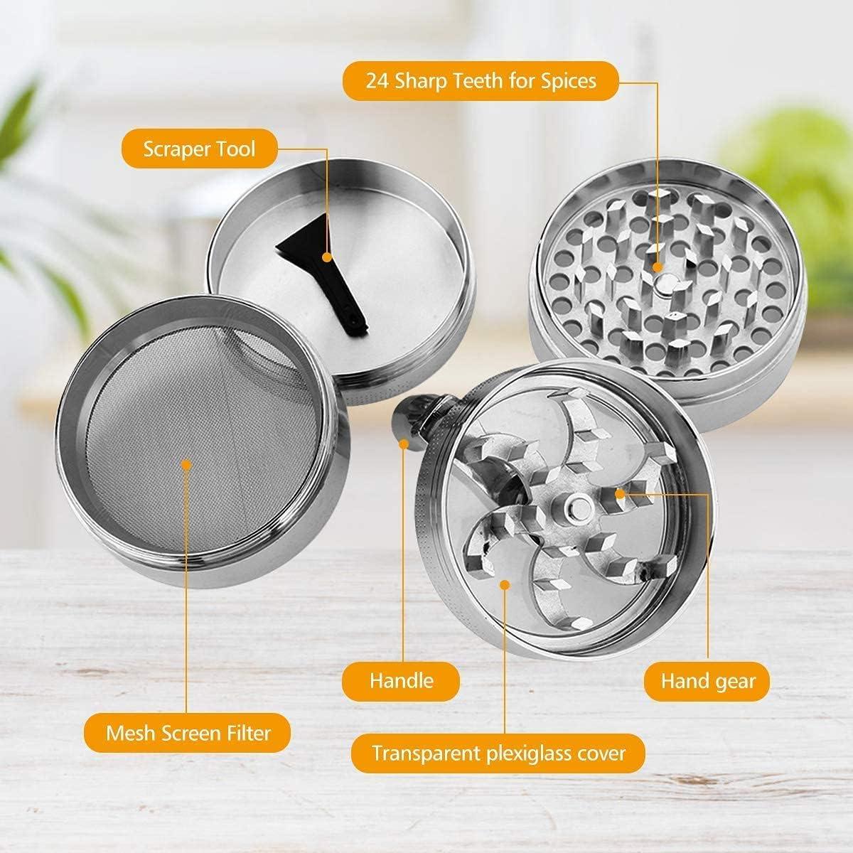 Máy nghiền máy nghiền 4 phần phấn hoa phấn hoa cho gia vị khô, gia vị, Ø55mm Mini Scraper Silver