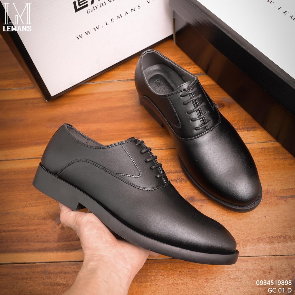 Giày da công sở Oxfords Wholecut Black LEMANS OX02 da bò nguyên Tấm bảo hành 12 tháng