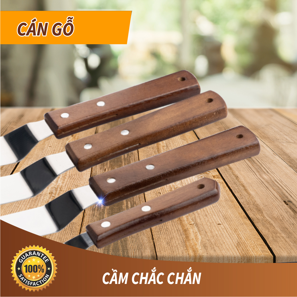 Dao Chà Láng Bánh/ Dao Lấy Bánh, Xẻng Phết Bánh Kem Spatula Model BS. Có 4 Kích Thước, Chất Liệu Inox Cao Cấp, Tay Cầm Gỗ, Siêu Nhẹ. Hàng Nhập Khẩu Chính Hãng Thái Lan