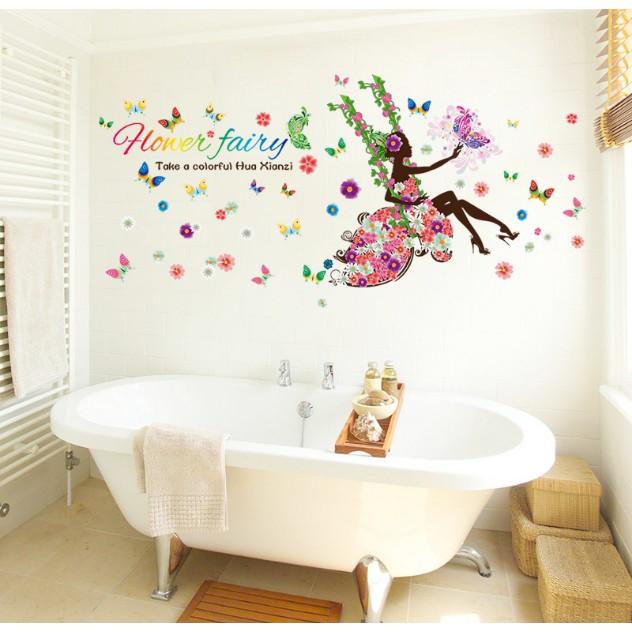 Decal trang trí tường - Xích Đu Cô Gái Hoa Hower