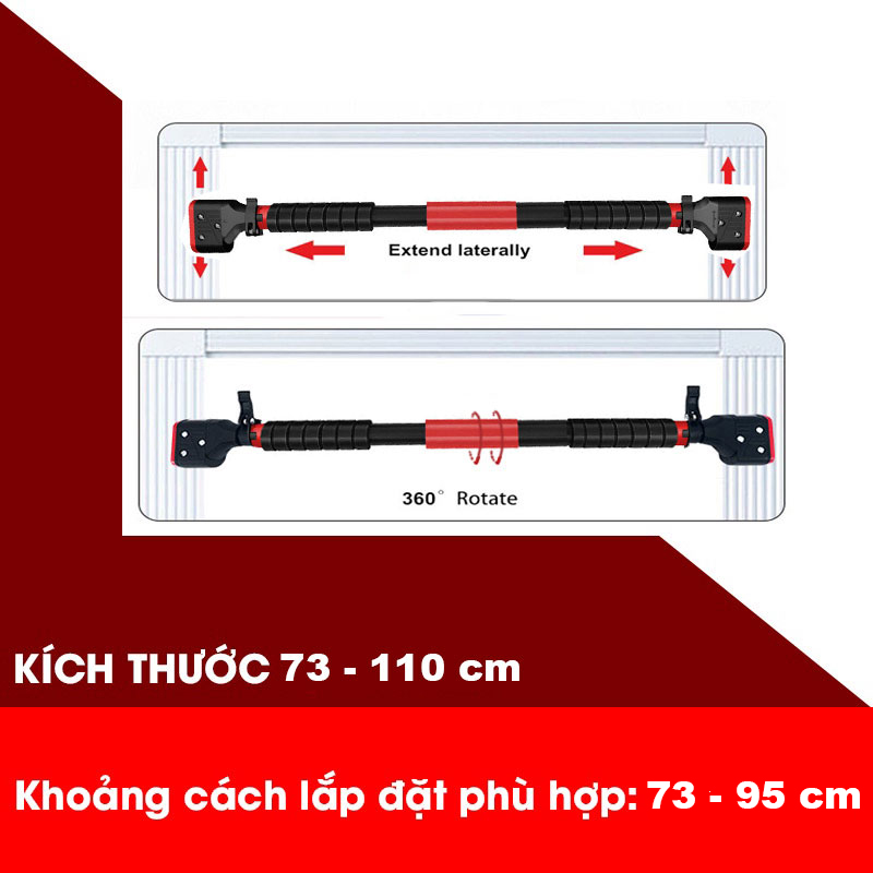 Xà đơn treo tường gắn cửa không cần bắt vít, chất liệu thép cao cấp, 2 chốt chống xoay chắc chắn bền đẹp SG139