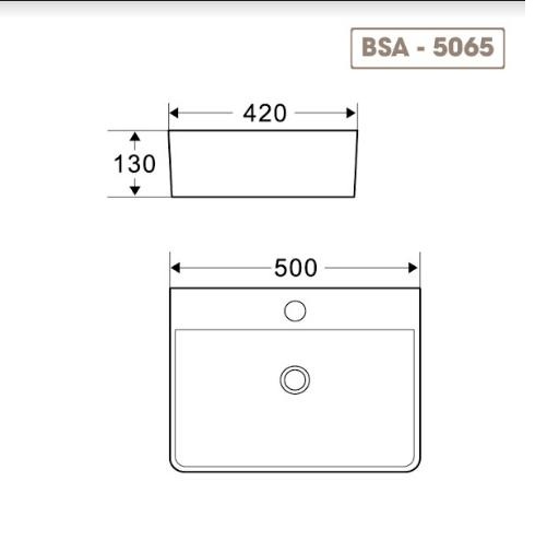 Chậu lavabo rửa mặt đặt trên bàn BSA-5065 sản phẩm chỉ gồm phần sứ (vòi gắn trên thành lavabo)