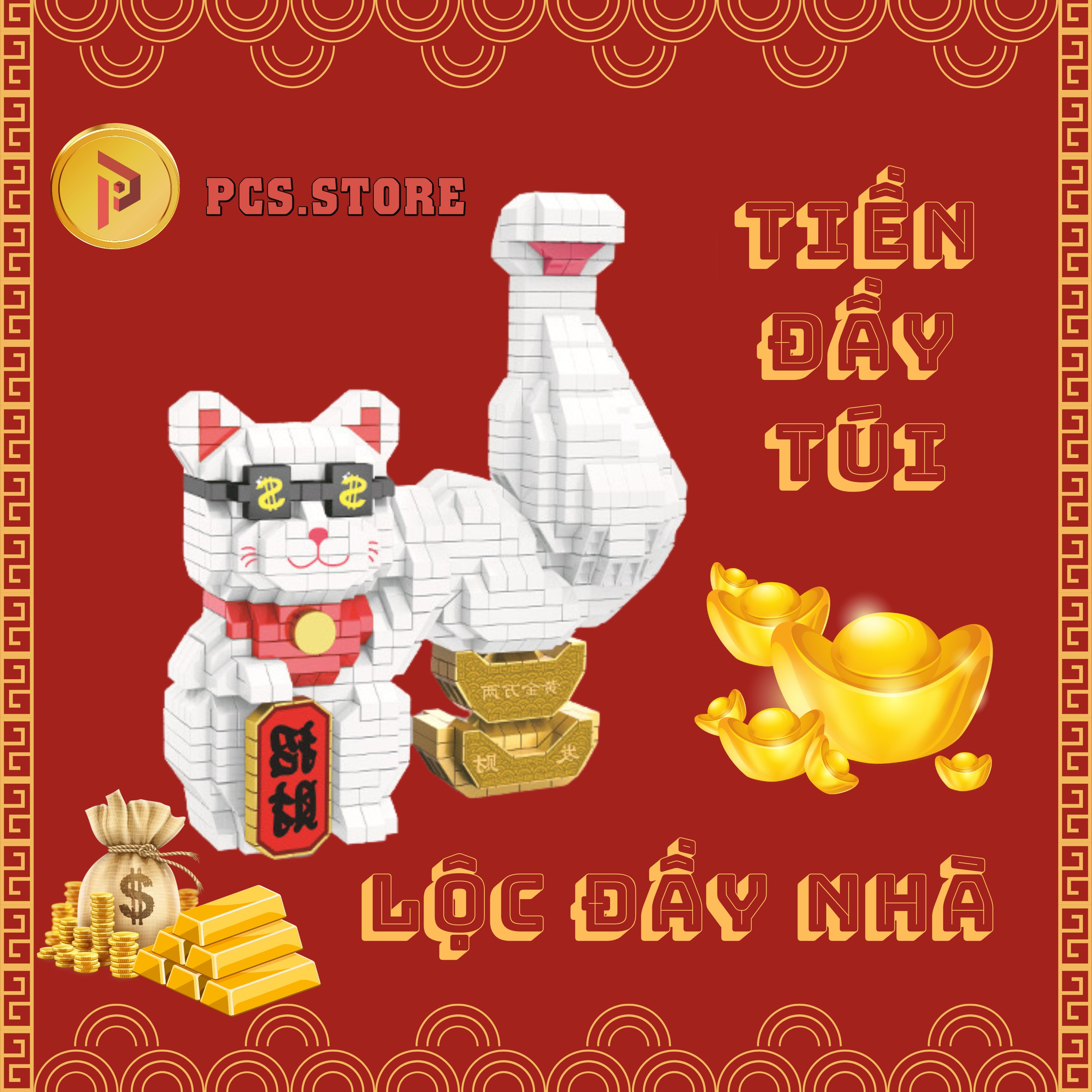 Đồ Chơi Lắp Ráp Mô Hình Mèo Thần Tài May Mắn Tay To - PCS STORE
