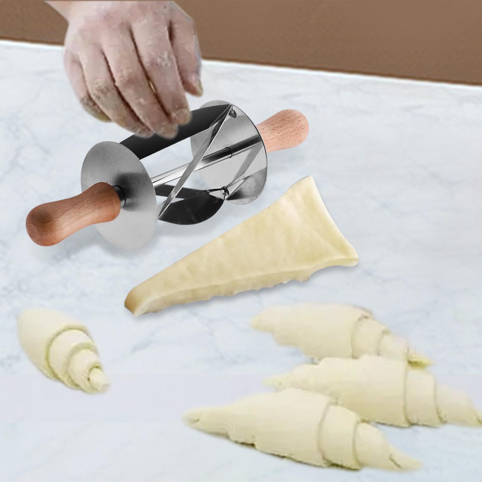 Stainless Steel Bread Cutter with Wooden Handle for Kitchen Baking Tools
