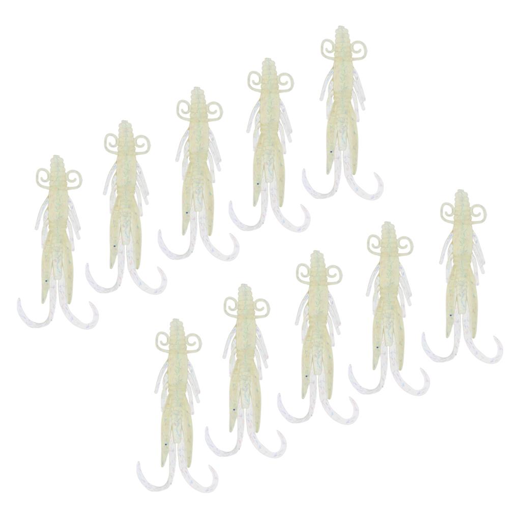 10Pcs Soft Worm Shrimp Fishing Lure Tackle Jig Wobbler Bait Freshwater