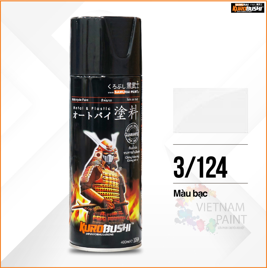 Sơn xịt Samurai Kurobushi - MÀU BẠC 124 (400ml)