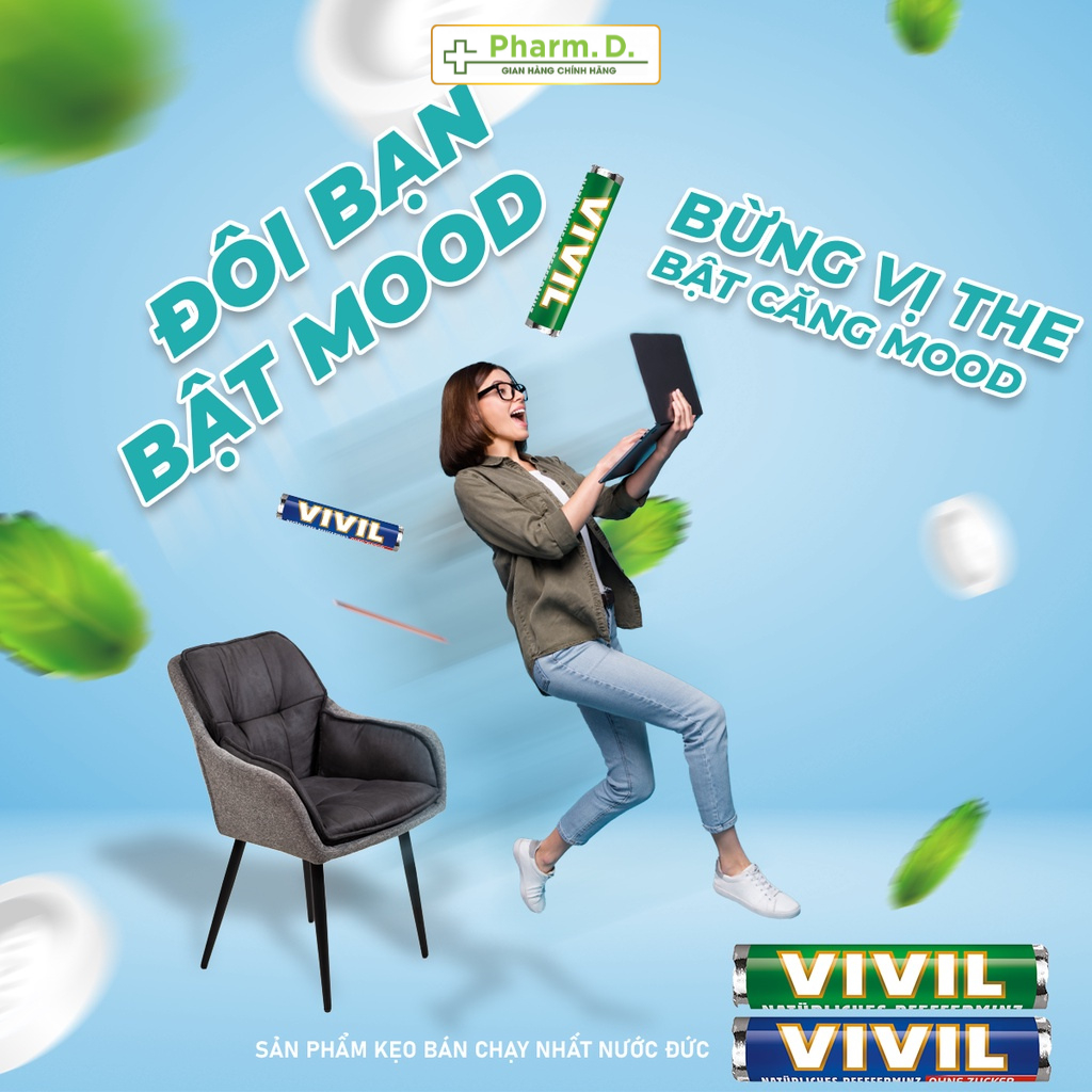 Kẹo Ngậm VIVIL Hương Bạc Hà Hỗ Trợ Sức Khỏe, Giảm Ho