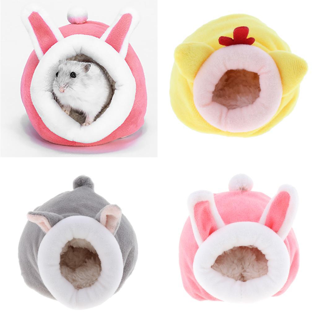 2 Pcs Warm Small Animal Bed Hamster Cotton Nest Chinchilla Habitat House