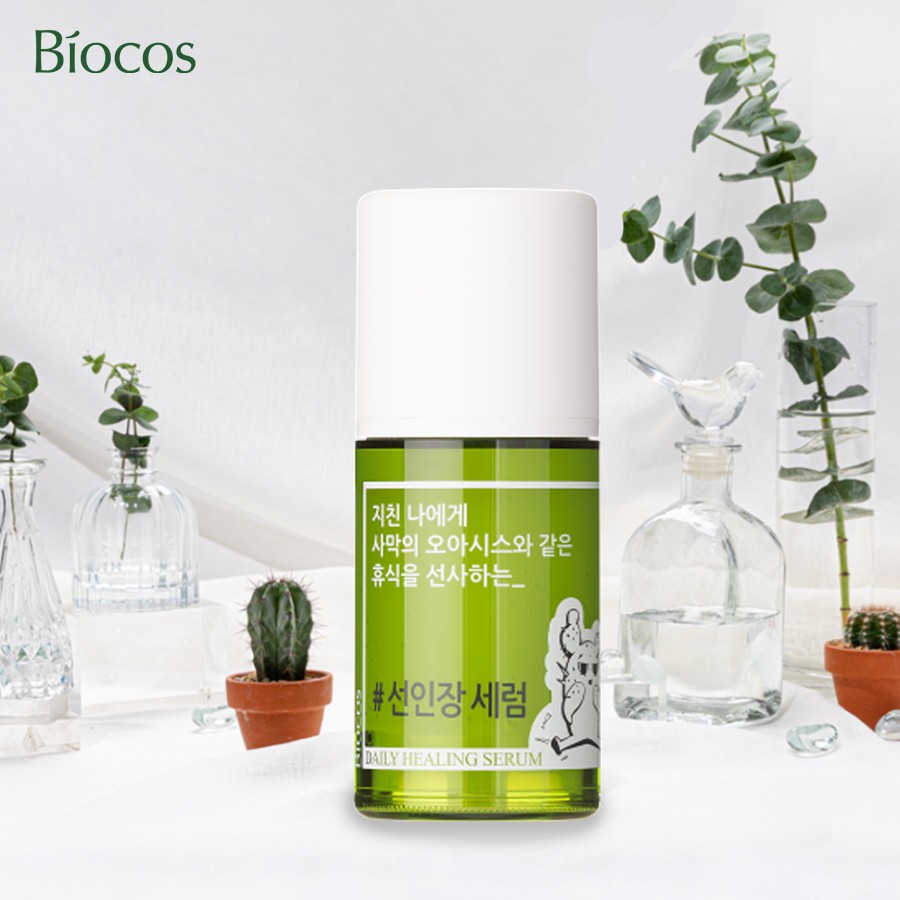 Serum Dưỡng Ẩm, Làm Sáng Da, Cải Thiện Nếp Nhăn Từ Xương Rồng Coreana Biocos Daily Healing Serum 50ml + Tặng Kèm 1 Băng Đô Tai Mèo (MÀu Ngẫu Nhiên)