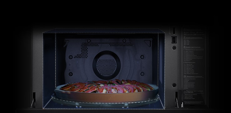 Hình ảnh một chiếc đĩa lớn được đặt trong LG NeoChef.