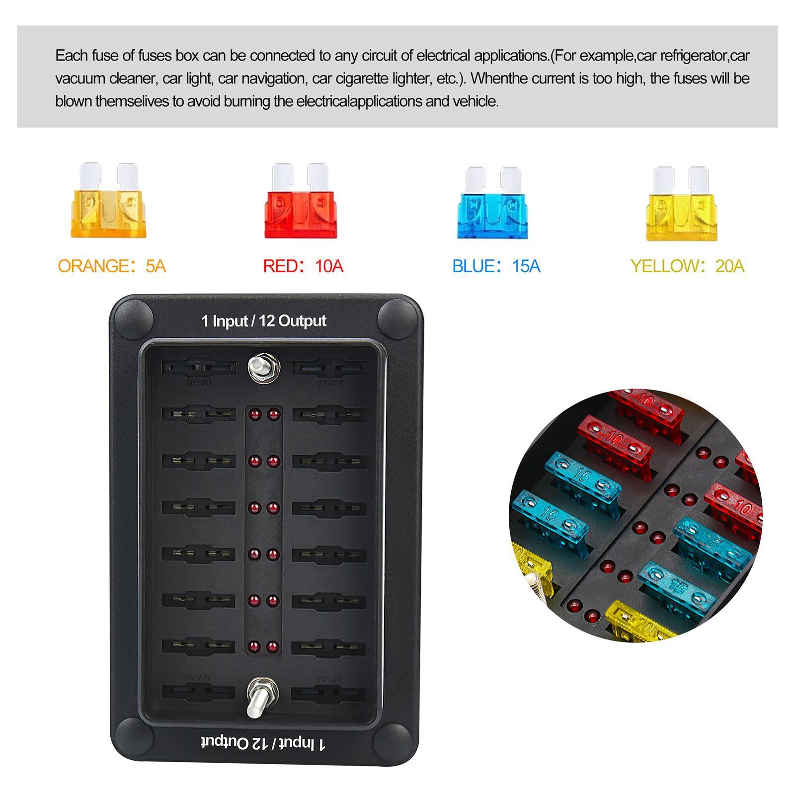 Multi Way Waterproof Fuse Box Automotive RV Van Vehicle Boat Marine Fuse Block