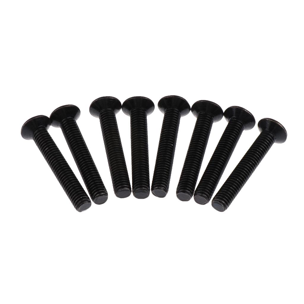2x8 Sets Skateboard Mounting Bolts Longboard Screw Nuts Hardware 5x29mm Black