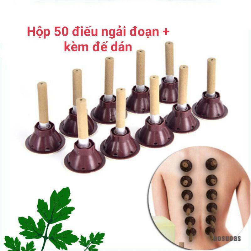 Hộp 50 nhang ngải cứu và kèm đế dán cố định.Nhang ngải dán, cốc ngải dán cao cấp dán trực tiếp lên huyệt vị