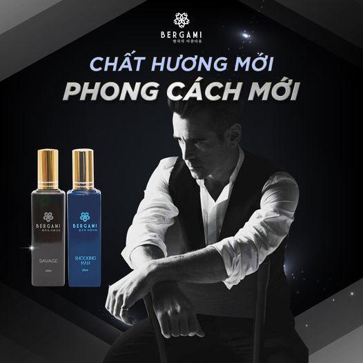 Bộ quà tặng nước hoa Nam chính hãng dạng xịt 2 chai, 3 tầng hương đột phá lưu hương 12h Bergami 35ml