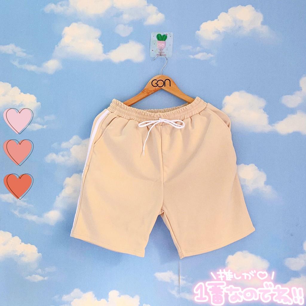 Quần Shorts Lửng Kẻ 3 Sọc Quần Ulzzang Ống Rộng Quần Đùi Kẻ Sọc