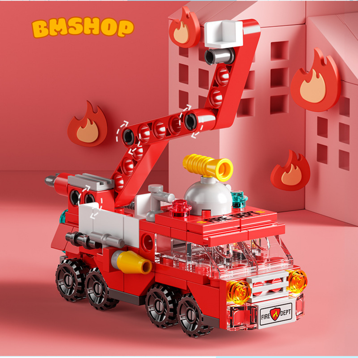 Lắp ráp, xếp hình xe cứu hỏa, bộ xếp hình cảnh sát nhựa ABS an toàn cho bé