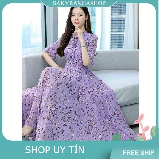 HÀNG NHẬP - ĐẦM MAXI VOAN TÍM