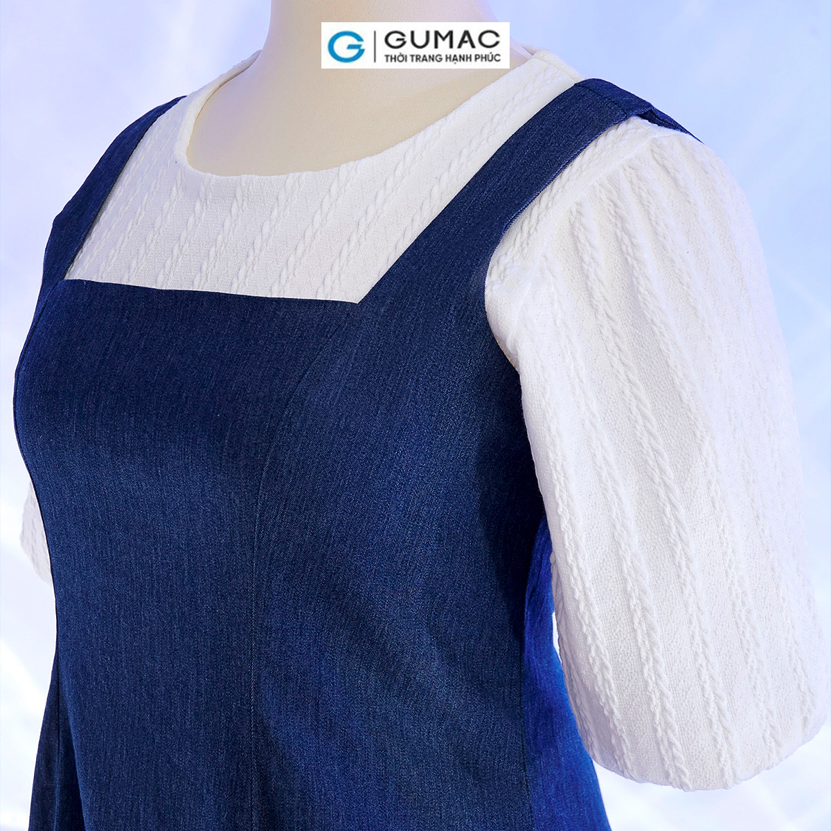 [Có size đến 85kg] Đầm A bigsize cổ vuông thời trang GUMAC DD10035