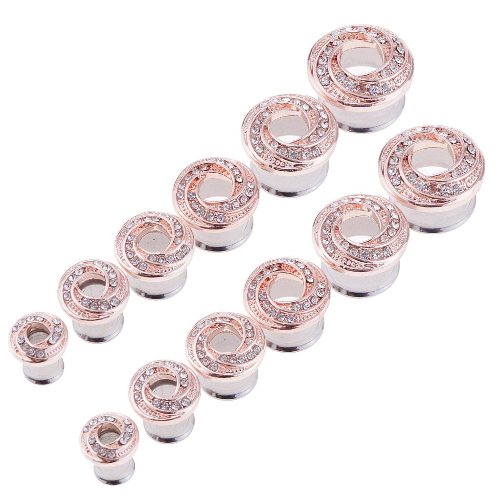 Stainless Piercing Round Ear Expanders Rose Gold Ear Piercing Jewelry  6mm