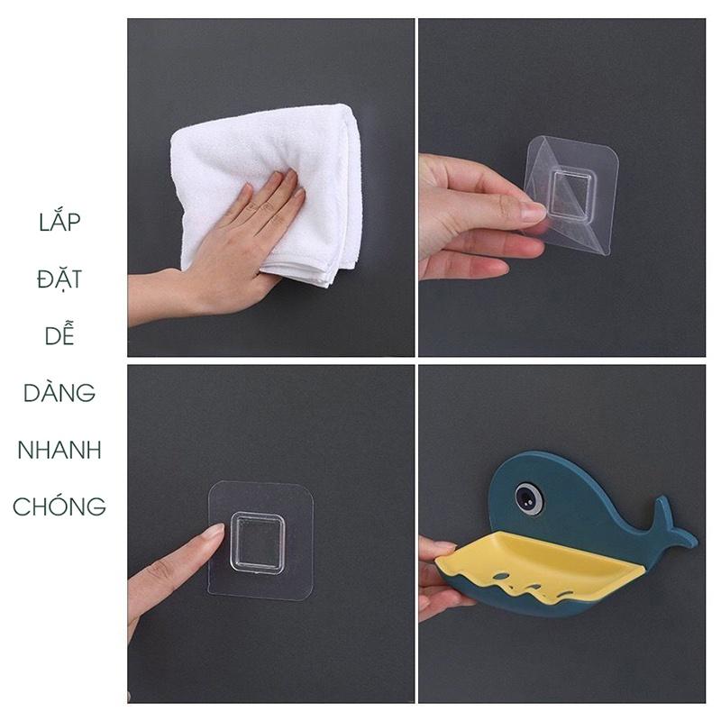 Khay đựng xà phòng - Kệ để xà bông dán tường nhà tắm hình cá voi 2 lớp cao cấp